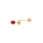 9ct Y/G 3.8mm Ruby Rubover Studs