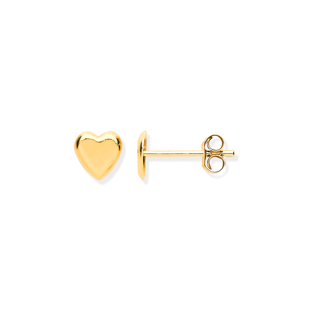 9ct Yellow Gold Tiny Heart Stud Earrings