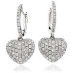 Pave Set Heart Drop Hoops 0.90ct