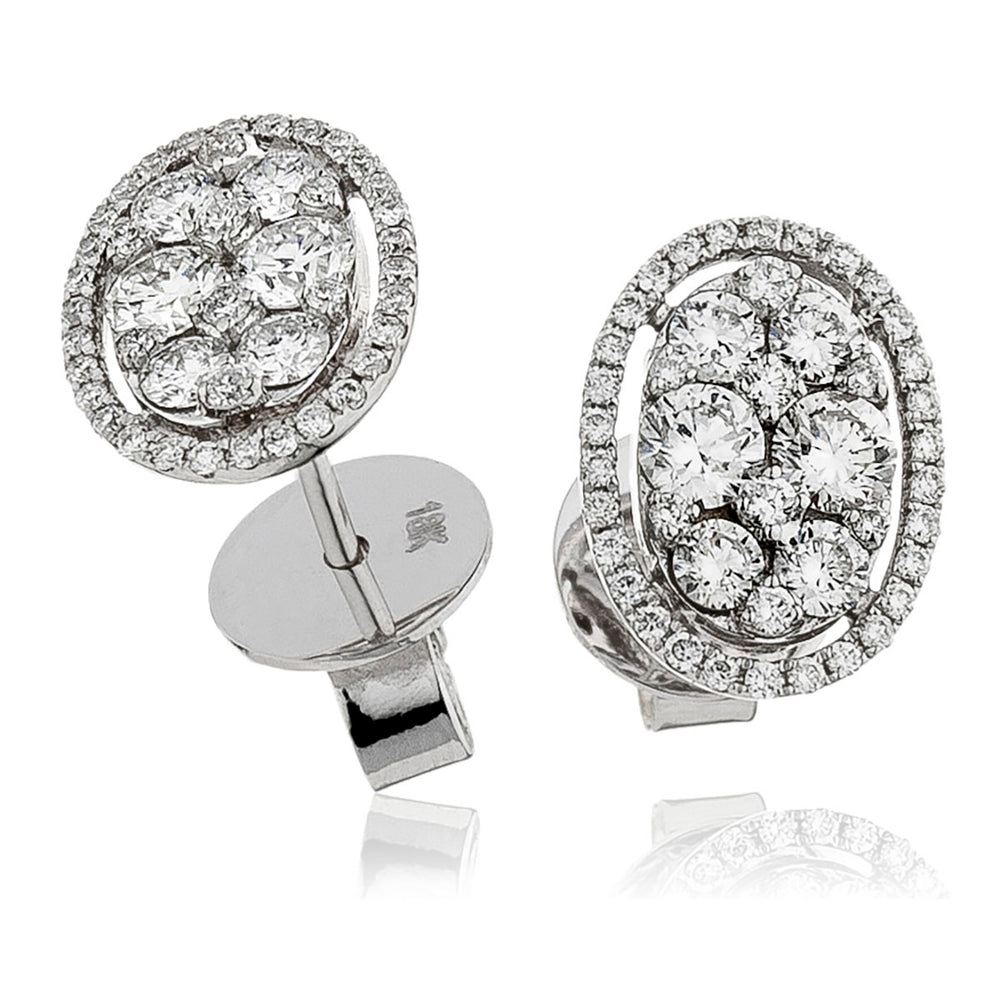 Oval Cluster halo Studs 1.00ct
