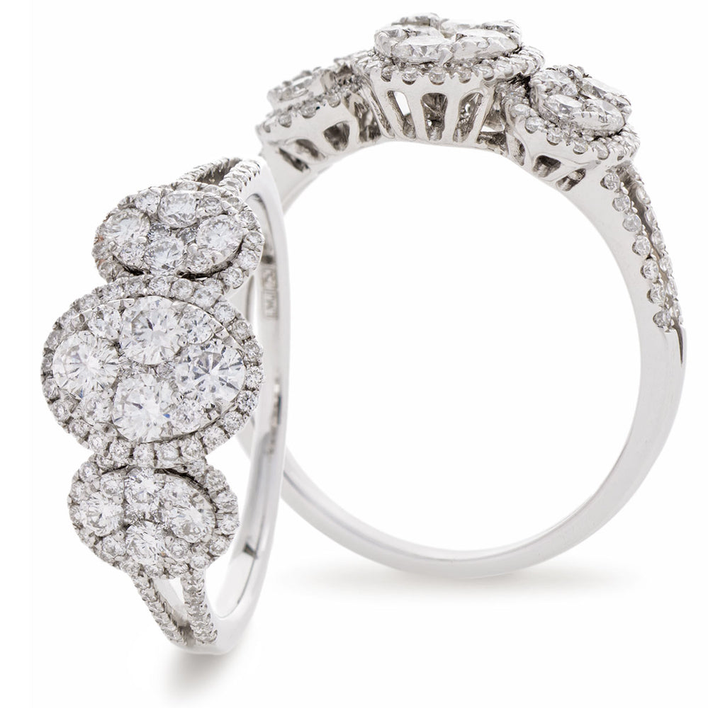 Trilogy Oval Halo Cluster Ring 0.95ct
