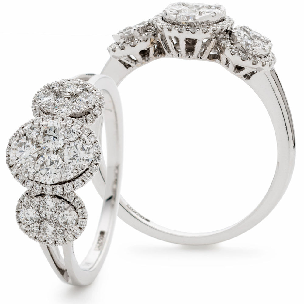 Trilogy Oval Halo Cluster Ring 0.80ct