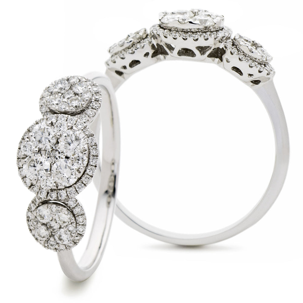 Trilogy Round Halo Cluster Ring 0.75ct