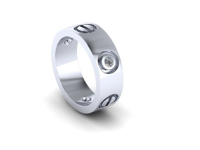 Screw Band Ring (Alternate Diamond/Screw)
