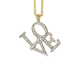 14K Yellow Gold Love Real Diamond Charm Necklace Chain .60 ct